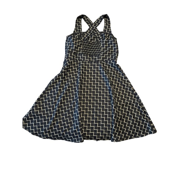 eShakti Black White Print Preppy Classic Fit Flare Dress NWOT 12 - Picture 4 of 8